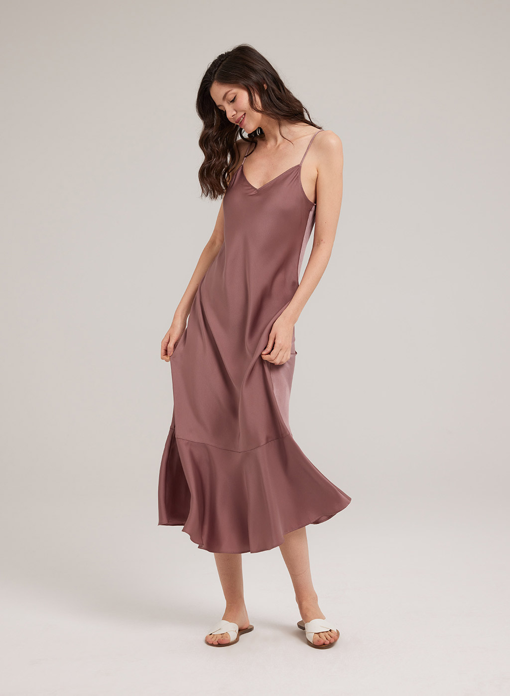 Silk Fishtail Hem Midi Dress | Elegant ...