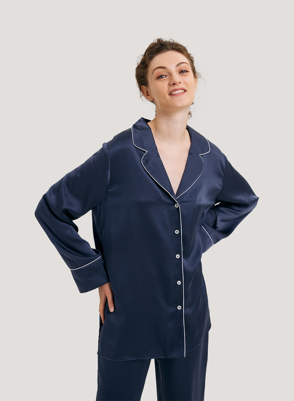 100% Silk Relaxed Pajama Shirt | Button Sleepwear | Nap Loungewear