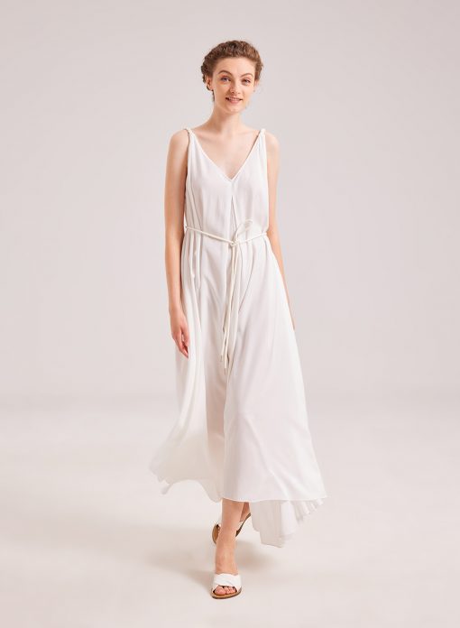 Open Back Silky Maxi Dress | V-Neck Luxurious Dress | Nap Loungewear