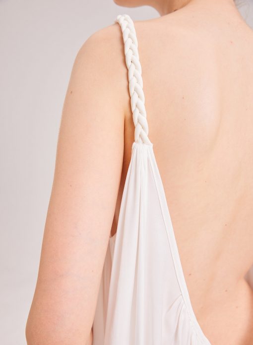 White Ruffle Draped Grecian Goddess Long Maxi Cami Slip Gown 216 mv Dress S M L