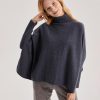 Merino Wool Batwing Sleeve Knit Sweater