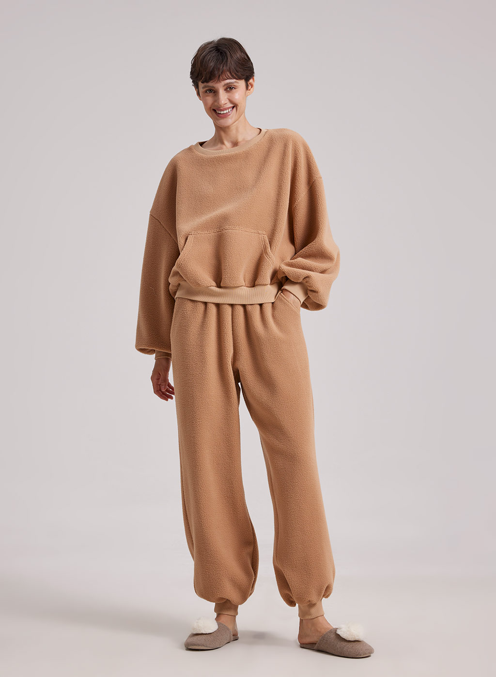 Women Fuzzy Pajama Set, 2 Piece Warm Sweatsuit
