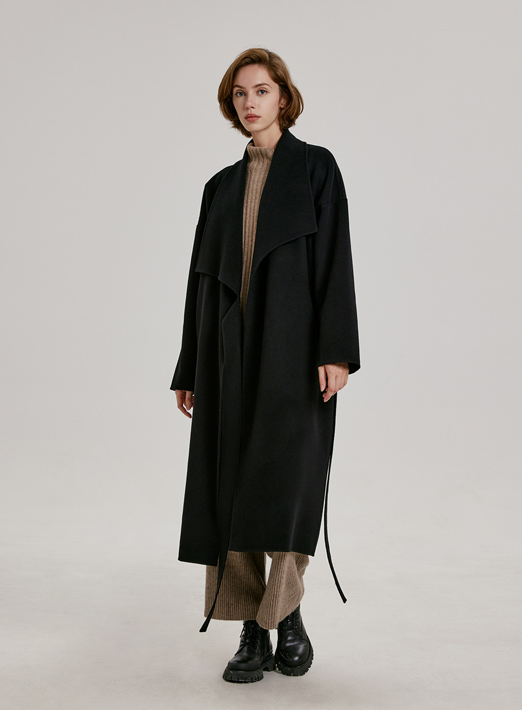 Wool-Cashmere Wrap Coat