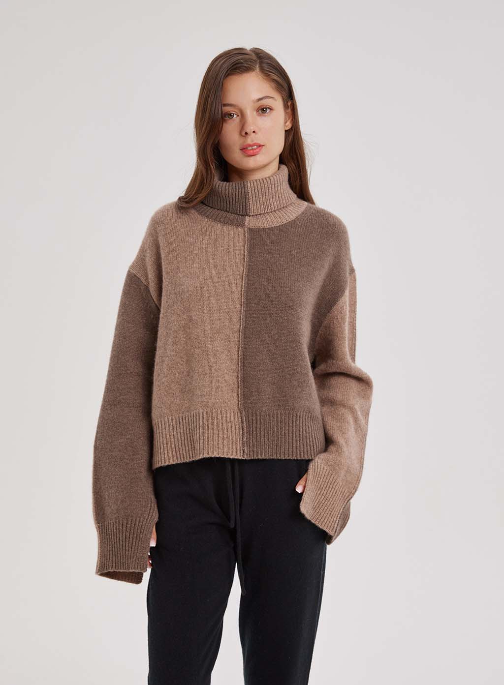 High Neck Crop Sweater Top