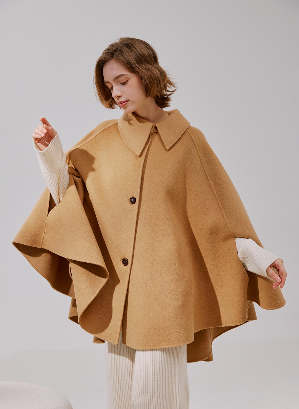 Wool Design Cape Coat