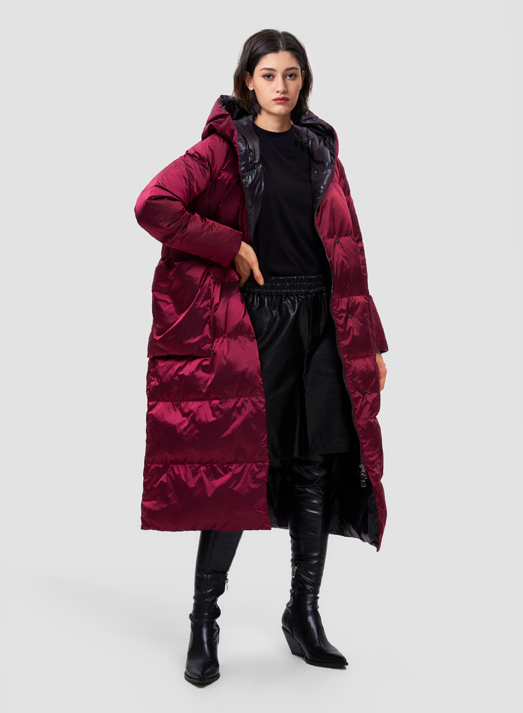 Womens Clothing Coats Long coats and winter coats Nap Lorelei High Collar Puffer Coat in Black 