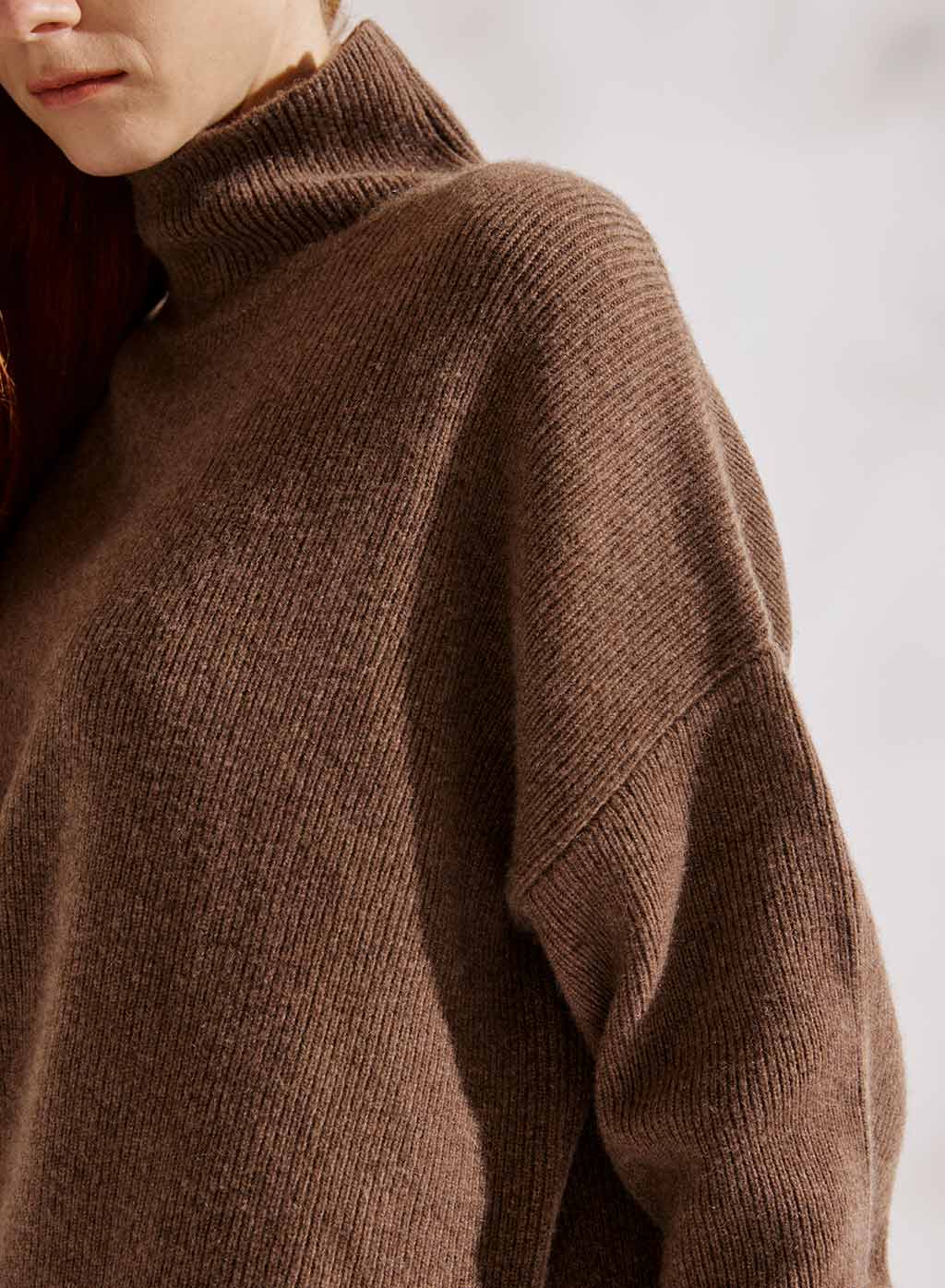 Slant Turtleneck Yak Sweater