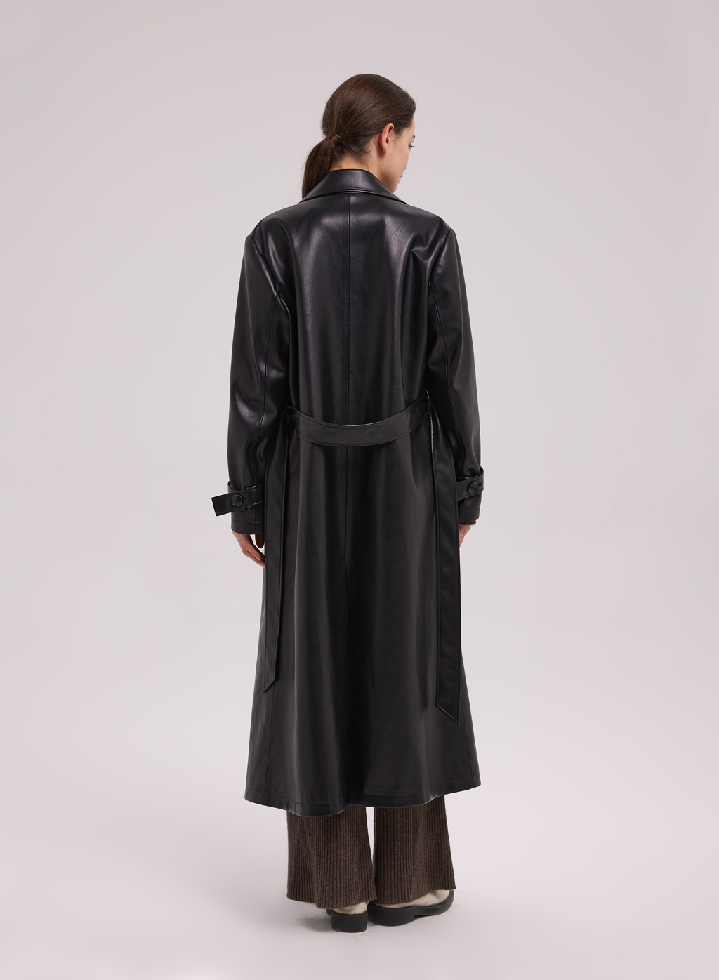 Faux Leather Long Trench Coat | Nap Loungewear