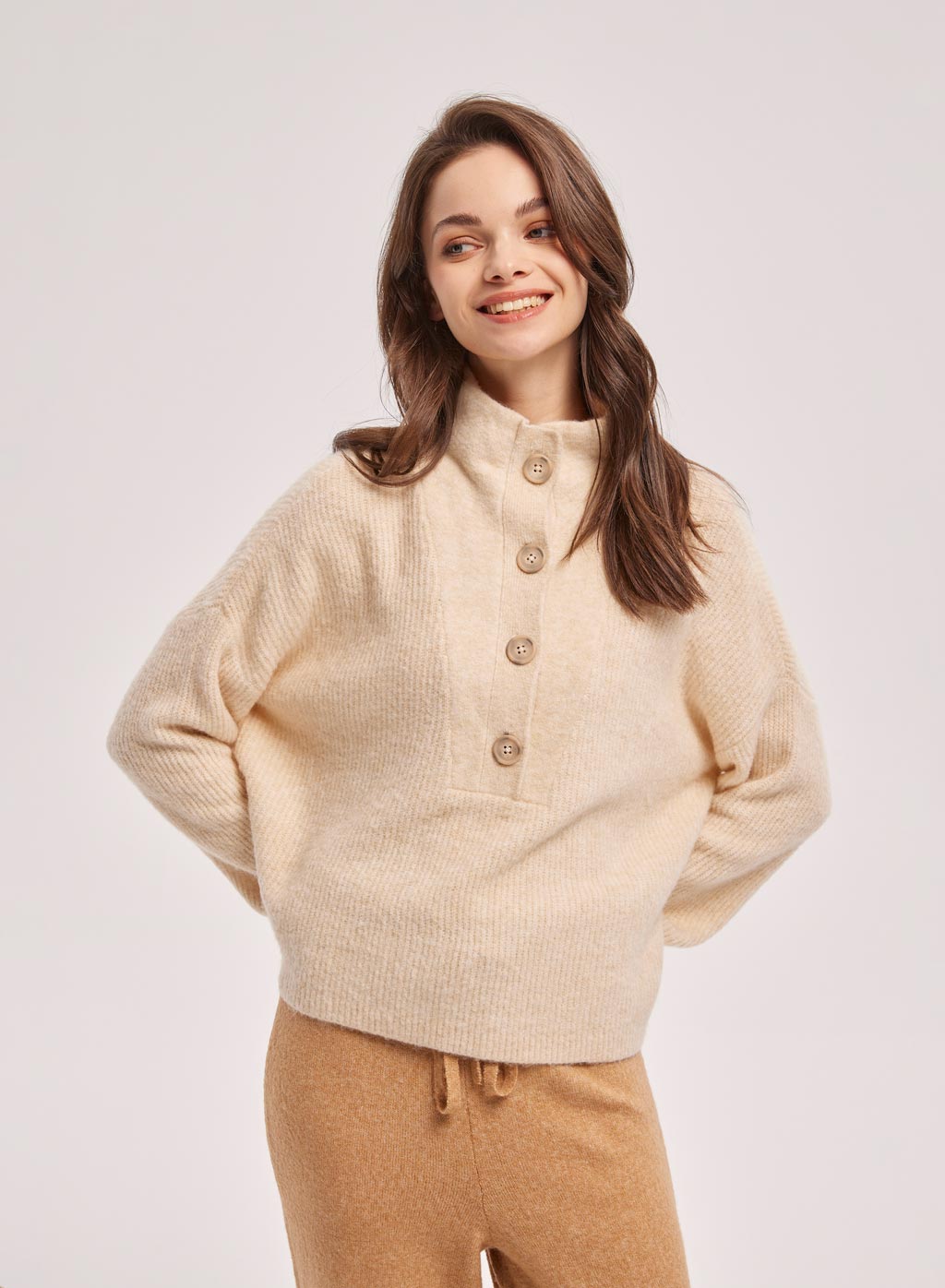 High Neck Casual Knit Pullover