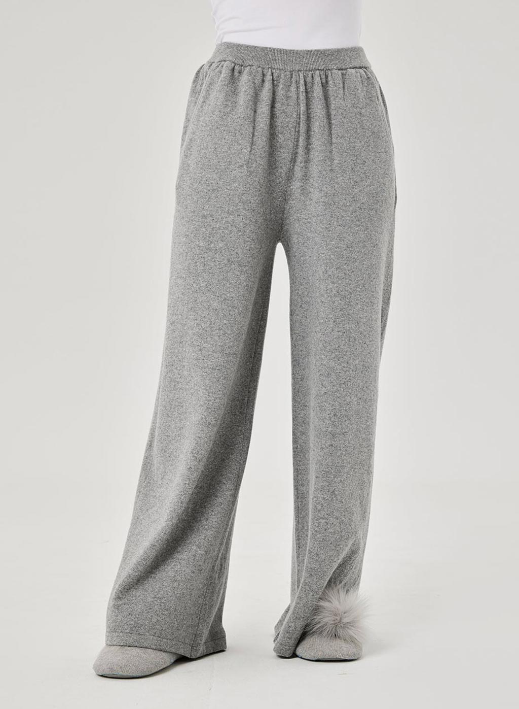 Wide-Leg Wool Full-Length Pants - Loose Comfy Sweatpants - Nap