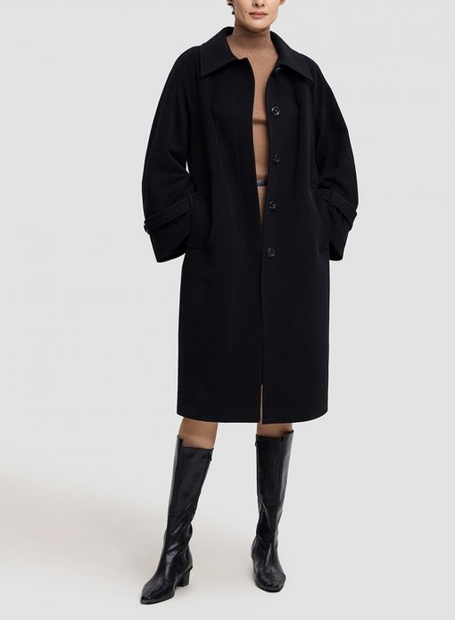 black longline wool coat