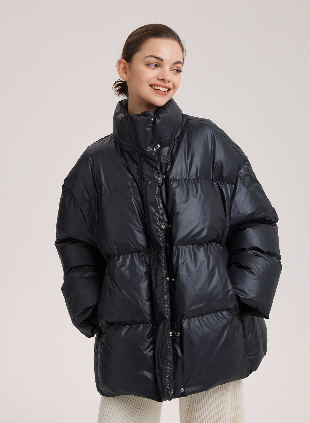 Stand Collar Puffer Down Coat | Padded Down Jacket | Nap Loungewear