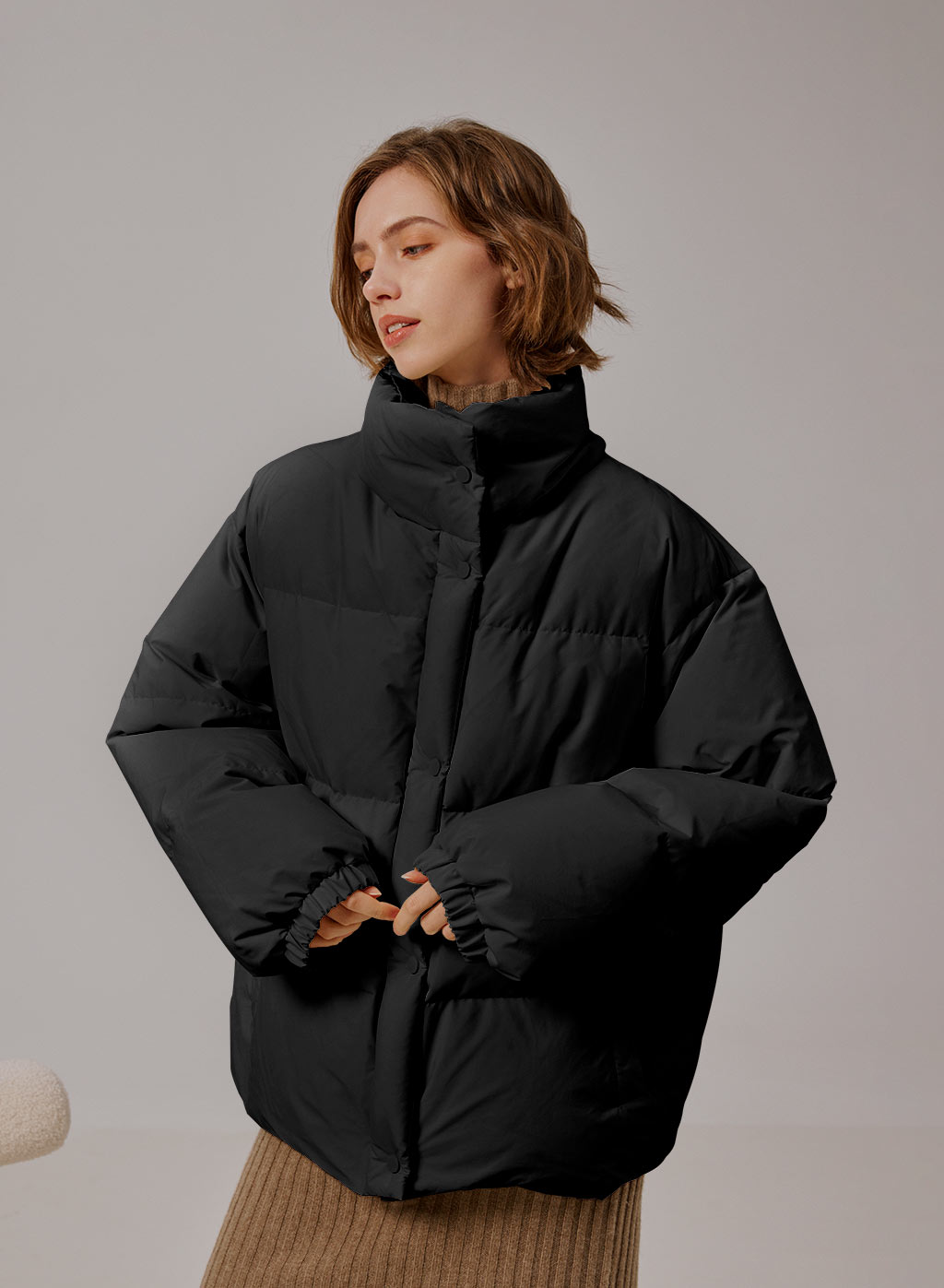 Short down puffer store jacket