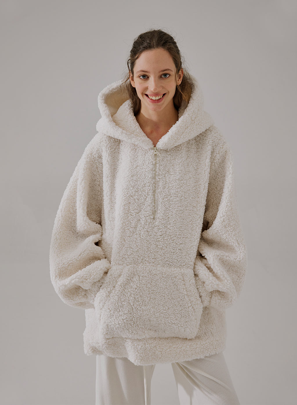 Oversized Fuzzy Kangaroo Pocket Hoodie