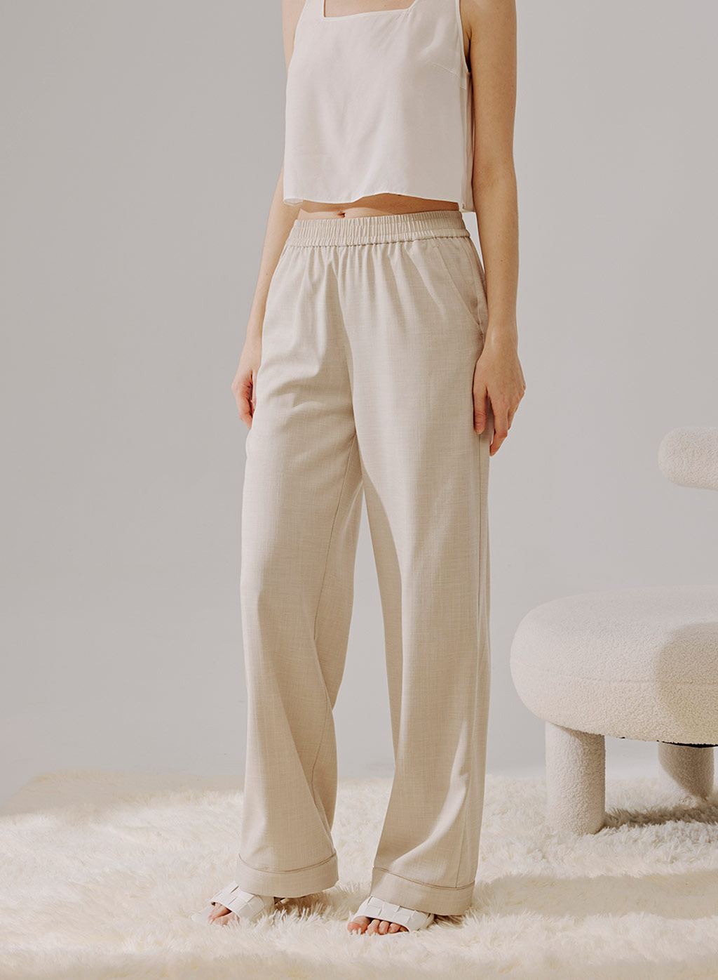 Relaxed Wide-Cut Trousers, Straight Leg Pants