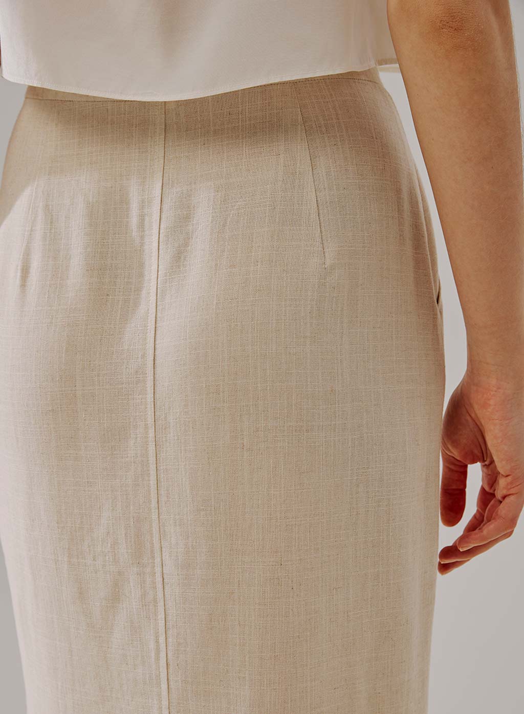Slit Linen Pencil Skirt | Front Zip Pencil Skirt | Nap Loungewear