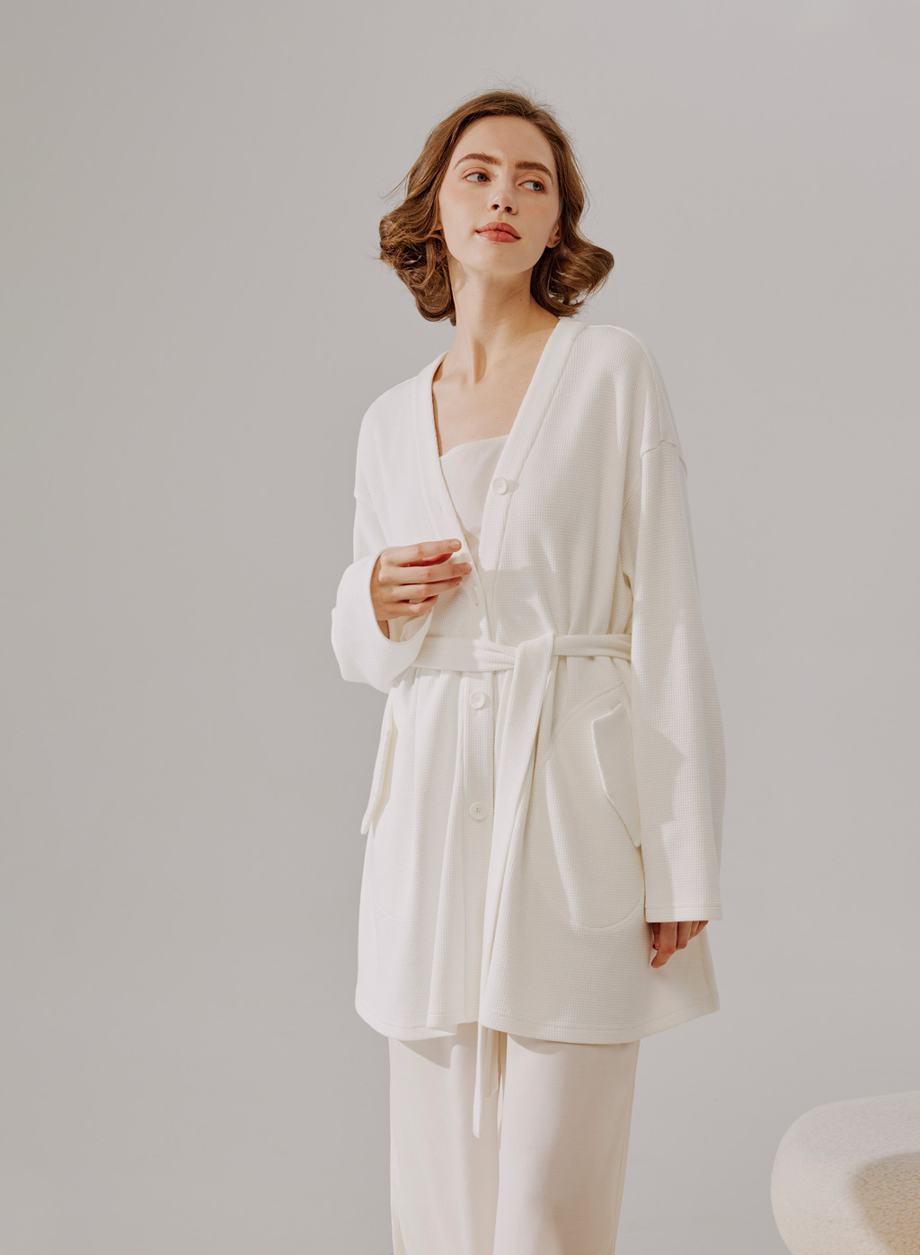 Lightweight Belted Mid-Length Robe with Pockets | Nap Loungewear