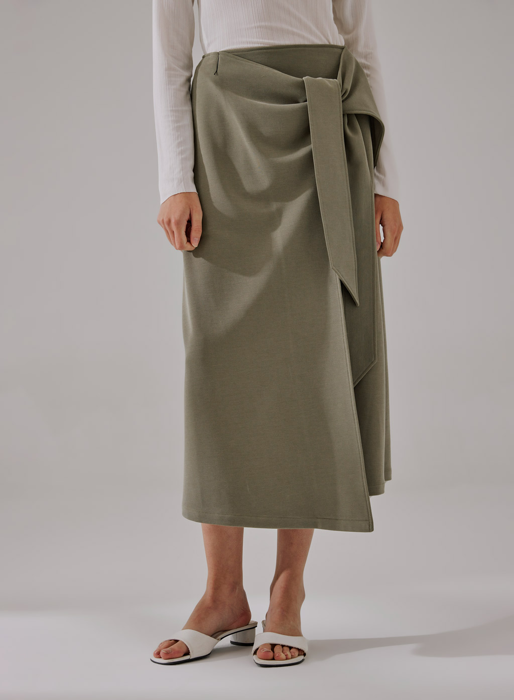 Wrap Around Asymmetric Midi Skirt | Green | NAP Loungewear