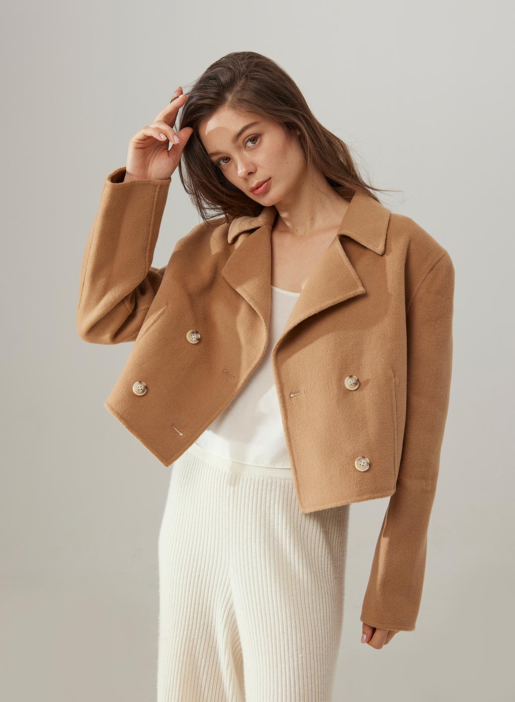 double breasted cropped blazer