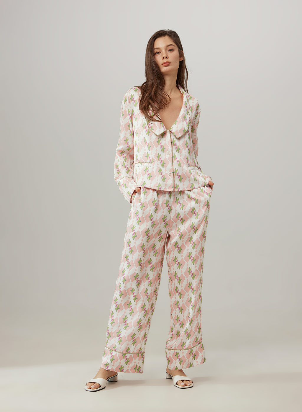 Flora check pajama set