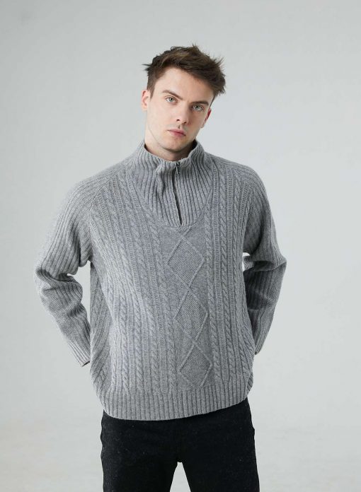 quarter zip cable knit sweater