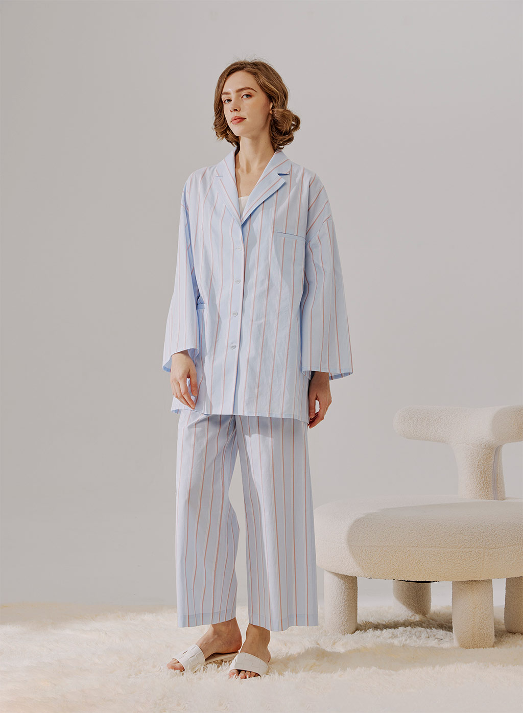 Plus Size Long Sleeved Pajama Set | Light Blue | Nap Loungewear