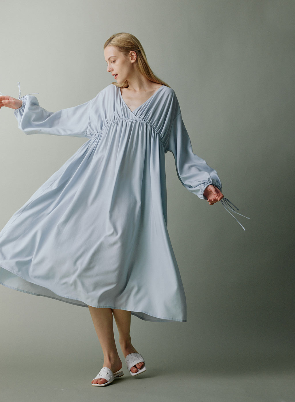 Long-Sleeve Gathered Dress | Nap Loungewear