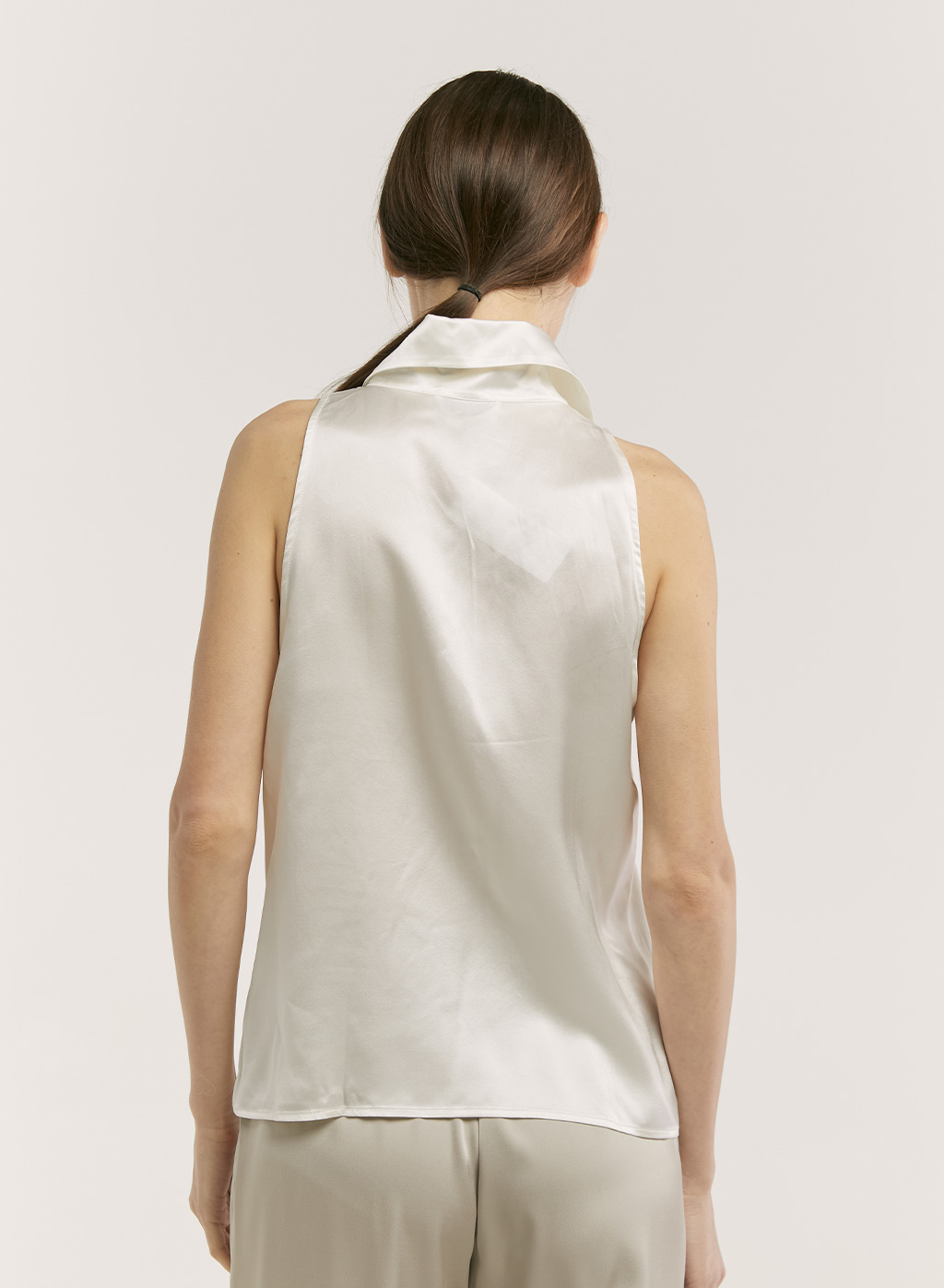 Office Basic Sleeveless Silk Blouse For Women